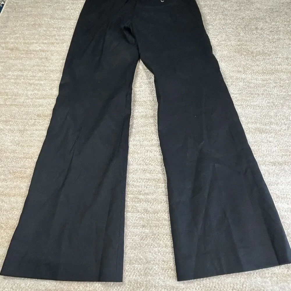 Banana Republic Pants Womens 6 Martin Fit Stretch Linen Blend Black Wide Leg VTG